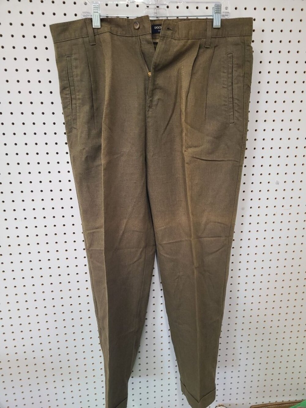 Dockers Relaxed Fit Pleated Linen Khaki Pants W36 L31 Wrinkle-Free